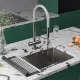 Кухонная мойка Roxen Uno 560210-54-GR сатин/текстурная с ролл-матом и дозатором