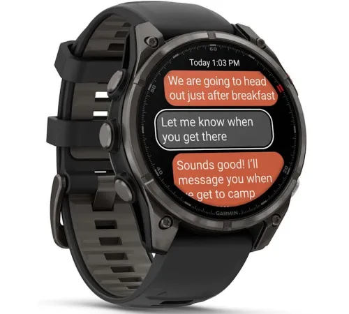 Умные часы Garmin Fenix 8 Pro 47 мм серый, черный силиконовый ремешок