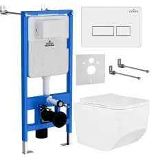 Унитаз подвесной Roxen Boro в комплекте с инсталляцией StounFix Dual Fresh 6 в 1 577353 кнопка: белый глянец