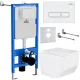 Унитаз подвесной Roxen Boro в комплекте с инсталляцией StounFix Dual Fresh 6 в 1 577353 кнопка: белый глянец