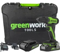 Дрель-шуруповерт Greenworks GD24DD35K2 3704007UA с 1-м АКБ, кейс