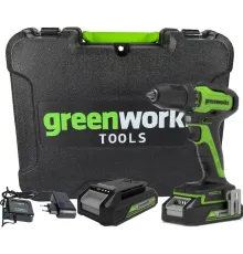 Дрель-шуруповерт Greenworks GD24DD35K2 3704007UA с 1-м АКБ, кейс