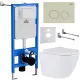 Унитаз подвесной Roxen Antares 530185-01 в комплекте с инсталляцией StounFix Dual Fresh 6 в 1 966181 кнопка: бежевый