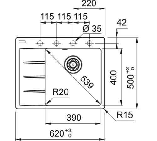 Кухонная мойка Franke Centro CNG 611/211-62 TL Fragranite 114.0639.704 белый