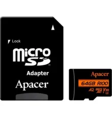 Карта памяти Apacer microSDXC AP64GMCSX10U8-R 64GB с адаптером