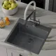 Кухонная мойка Roxen Snake 560220-50-BS 50*48 PVD графит/текстурная поверхность с коландером и дозатором