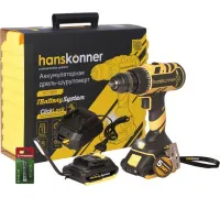 Дрель-шуруповерт Hanskonner HCD1865 с 2-мя АКБ, кейс