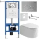 Унитаз подвесной Roxen Royal Matt в комплекте с инсталляцией StounFix Dual Fresh 6 в 1 968246 кнопка: хром - матовый