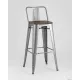Стул Stool Group Tolix со спинкой YD-H765E-W YG-15 серебристый матовый/темное дерево