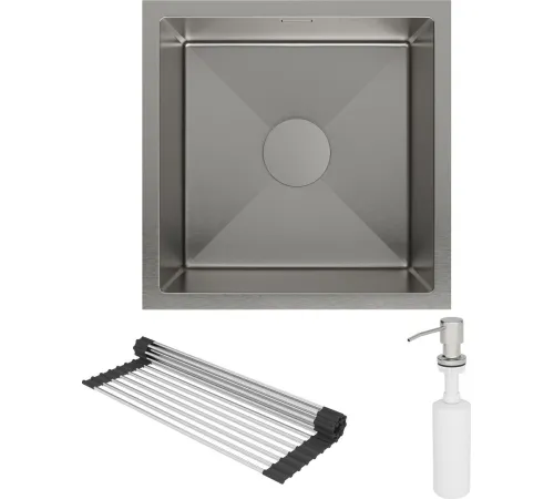 Кухонная мойка Roxen Uno 560210-44 440*440 сатин под столешницу с ролл-матом и дозатором