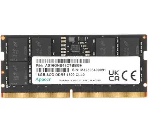 Оперативная память Apacer 16ГБ DDR5 SODIMM 4800 МГц AS16GHB48CTBBGH