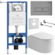 Унитаз подвесной Roxen Royal Matt в комплекте с инсталляцией StounFix Dual Fresh 6 в 1 968214 кнопка: хром - матовый