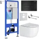 Унитаз подвесной Roxen Vortex Tornado в комплекте с инсталляцией StounFix Dual Fresh 6 в 1 964498 кнопка: черный матовый