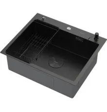 Кухонная мойка ARFEKA ECO AR мойка 600*500 POP-UP, коландер F, дозатор BLACK DECOR
