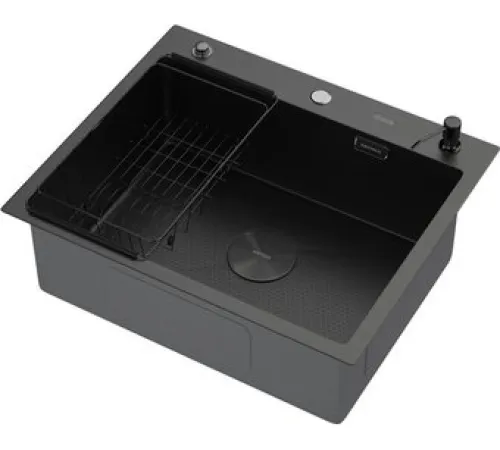 Кухонная мойка ARFEKA ECO AR мойка 600*500 POP-UP, коландер F, дозатор BLACK DECOR