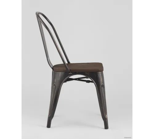 Стул Stool Group Tolix wood черный патина золото