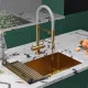 Кухонная мойка Roxen Uno 560210-54G-GR золото/текстурная PVD покрытие с ролл-матом и дозатором
