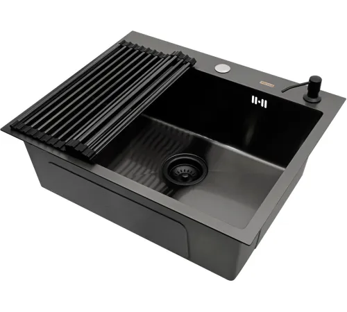 Кухонная мойка ARFEKA ECO AR мойка 600*500, роллер-мат, дозатор Black