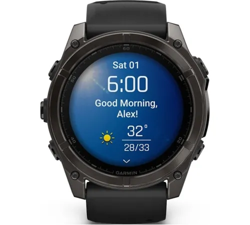 Умные часы Garmin Fenix 8 Sapphire 51мм угольно-серый DLC, пепельно-черный силиконовый ремешок