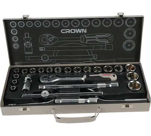 Набор трещотка с головками Crown CPHSW-XA24 24 предмета