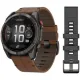 Умные часы Garmin Fenix 8 Pro 51 мм карбоновый серый, коричневый кожаный ремешок