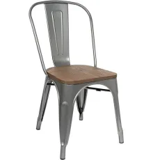 Стул Stool Group Tolix Wood YD-H440B-W YG-15 серебристый матовый/темное дерево