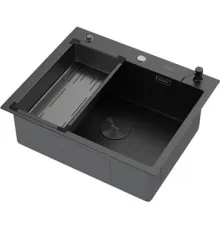 Кухонная мойка ARFEKA Eco AR мойка 600*500 POP-UP, коландер G, дозатор BLACK DECOR