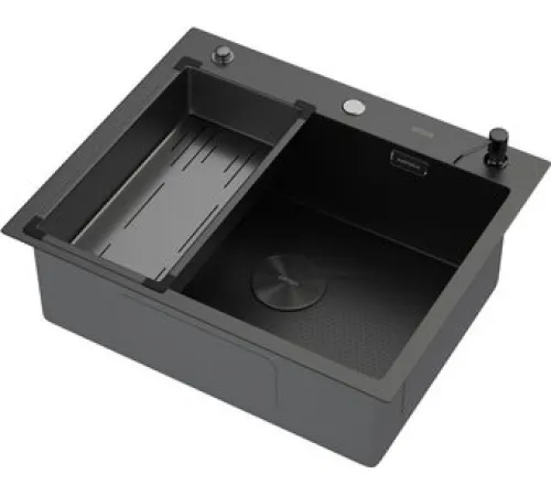 Кухонная мойка ARFEKA Eco AR мойка 600*500 POP-UP, коландер G, дозатор BLACK DECOR