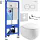 Унитаз подвесной Roxen Egg в комплекте с инсталляцией StounFix Dual Fresh 6 в 1 964077 кнопка: белый глянец