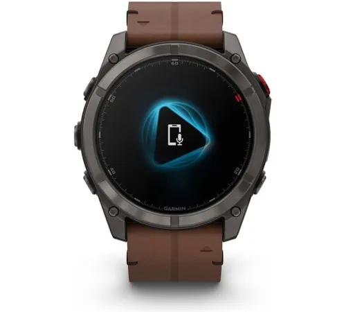 Умные часы Garmin Fenix 8 Pro 51 мм карбоновый серый, коричневый кожаный ремешок