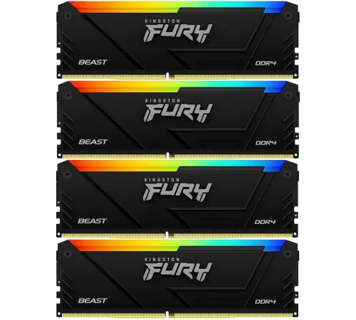 Оперативная память Kingston FURY Beast RGB 4x16ГБ DDR4 2666 МГц KF432C16BB2AK4/64