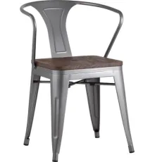 Стул с подлокотниками Stool Group Tolix ARM wood c подлокотниками серебристый