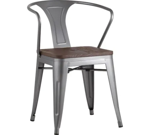 Стул с подлокотниками Stool Group Tolix ARM wood c подлокотниками серебристый