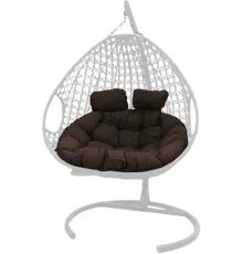 Подвесное кресло M-Group Для двоих Люкс 11510105 белый ротанг/коричневая подушка
