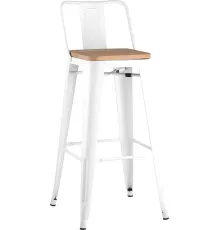 Стул Stool Group Tolix Wood со спинкой YD-H675E-W LG-02 белый глянцевый/светлое дерево
