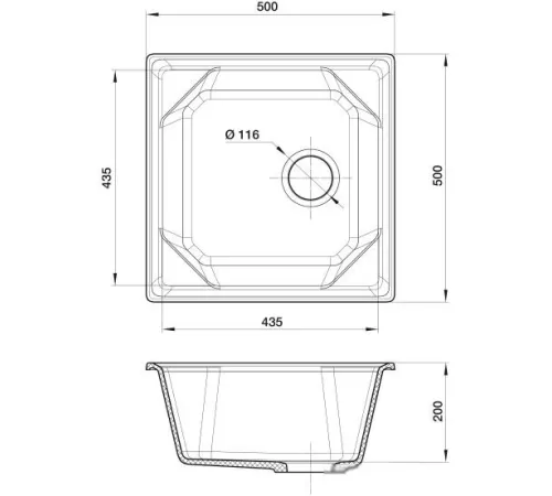 Кухонная мойка GranFest GF-U-500 иней