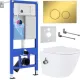 Унитаз подвесной Roxen Antares bidet в комплекте с инсталляцией StounFix Dual Fresh 6 в 1 968097 кнопка: золото глянцевое