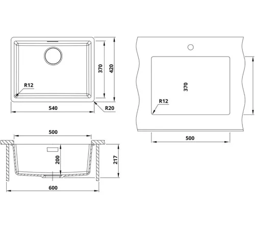 Кухонная мойка Roxen Gap 360270-54CW