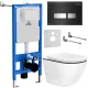 Унитаз подвесной Roxen Antares Black в комплекте с инсталляцией StounFix Dual Fresh 6 в 1 964974 кнопка: черное стекло
