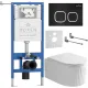 Унитаз подвесной Roxen Royal Matt в комплекте с инсталляцией StounFix Dual Fresh 6 в 1 968267 кнопка: черный