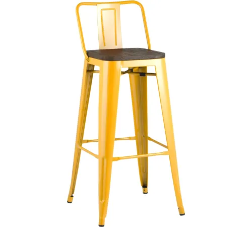 Стул Stool Group Tolix со спинкой YD-H765E-W LG-06 желтый глянцевый/темное дерево