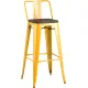 Стул Stool Group Tolix со спинкой YD-H765E-W LG-06 желтый глянцевый/темное дерево