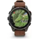 Умные часы Garmin Fenix 8 Pro 47 мм карбоновый серый, коричневый кожаный ремешок
