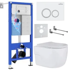 Унитаз подвесной Roxen Porto One Rimless 6 в 1 StounFix Dual Fresh 505547 кнопка: белый глянец