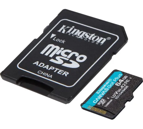 Карта памяти Kingston Canvas Go! microSDXC 64GB SDCG4/64GB с адаптером