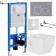 Унитаз подвесной Roxen Cube bidet в комплекте с инсталляцией StounFix Dual Fresh 6 в 1 966426 кнопка: серый бетон
