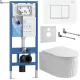 Унитаз подвесной Roxen Royal Matt в комплекте с инсталляцией StounFix Dual Fresh 6 в 1 868563 кнопка: белый