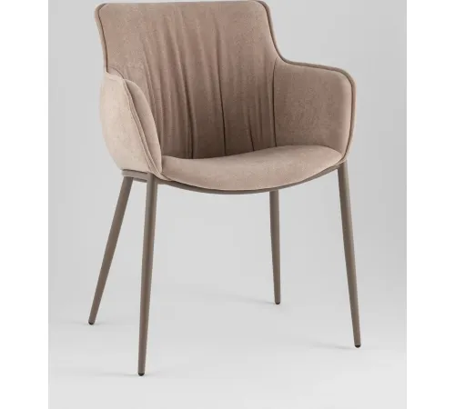 Стул с подлокотниками Stool Group Твигги LV-118-RlL-08-7006 шенилл бежевый/бежево-серый