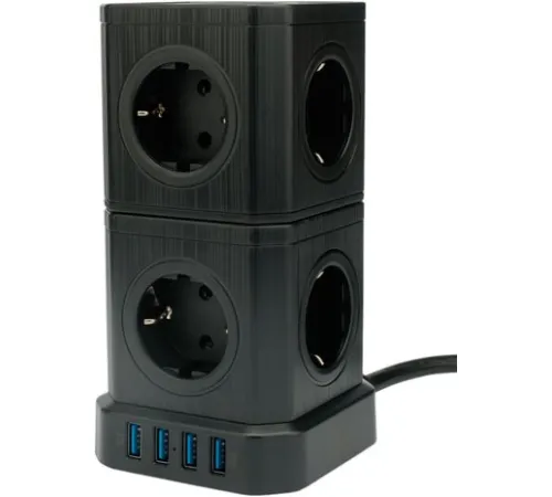 Сетевой фильтр Cablexpert Tower TWR-9-U4-B-2