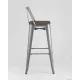 Стул Stool Group Tolix со спинкой YD-H765E-W YG-15 серебристый матовый/темное дерево